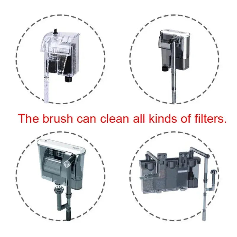 Nylon Aquarium Brush Tube Pipe Filter Cleaning Brushes Stainless Steel Water Filter Hose Flexible Aquarium Cleaner Accessories