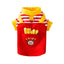 Red Stripe French Fries Dog Hoodies Autumn Winter Dog Clothes for Small Medium Dogs,Puppy Cat Costume Chiwawa Pet Pullover Coat