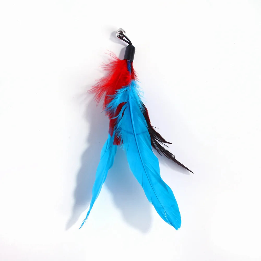 Funny Cat Stick Toy Furry Feather with Bell Cat Stick Toy Kitten Playing Pet Accessories Worm on A String Cat Toys Interactive