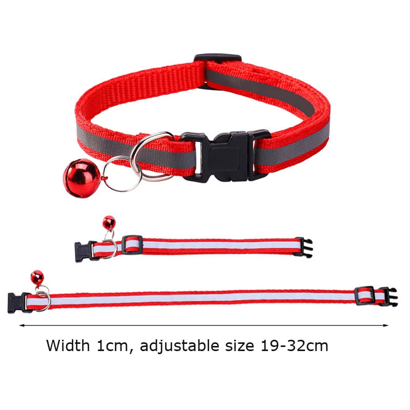 Cat and Dog Universal Reflective Collar Neck Ring Necklace Bell Pet Products Safety Elastic Adjustable Pet Reflective Collar
