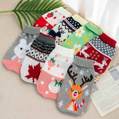 Luxury Designer Clothes for Dogs Cartoon Animal High Collar Winter Chihuahua Clothing Pet Keep Warm Winter Christmas Cat Sweater