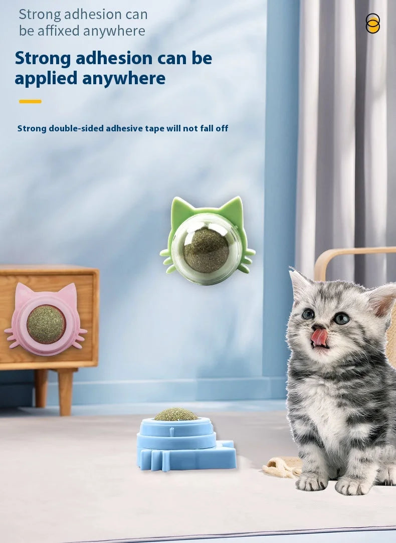 Cat Ear Peppermint Rotating Ball Cat Happy Interactive Cat Toy Worms Gall Fruit Wood Polygonum Toy Ball