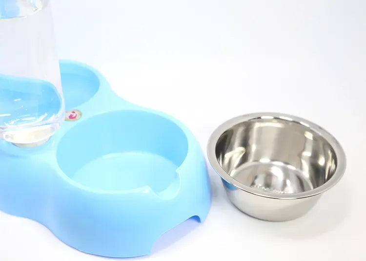 Dual Port Dog Automatic Water Dispenser Feeder Utensils Bowl Cat Drinking Fountain Food Dish Pet Bowl Raised Stand Dish Bowls