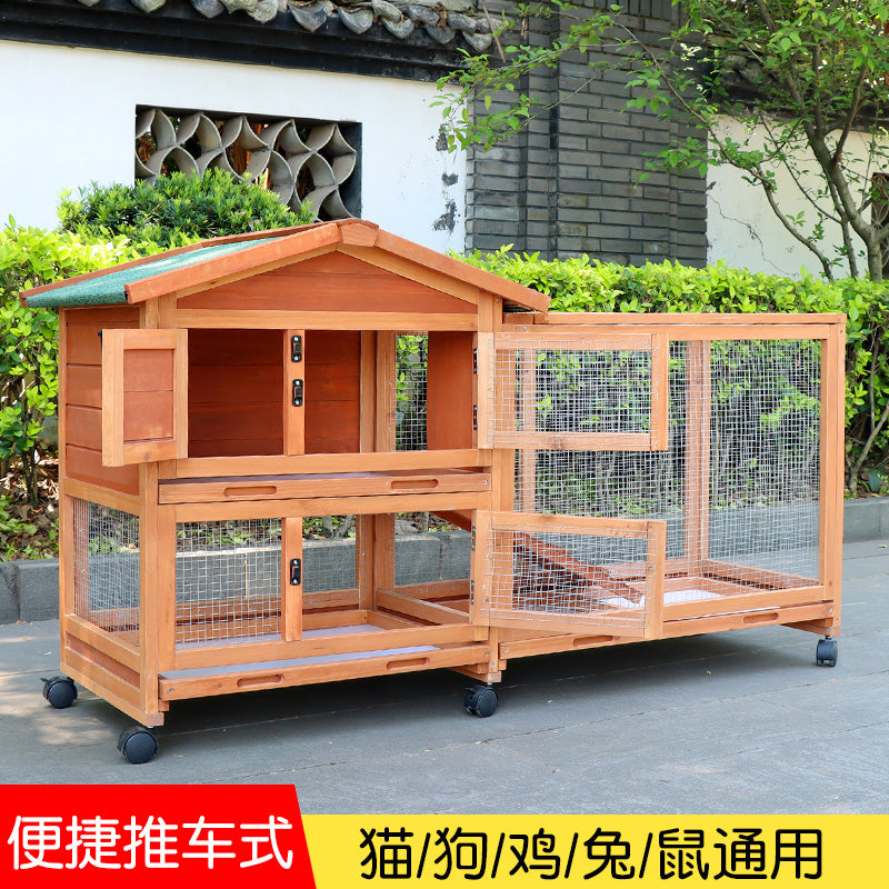 Courtyard Pet Cat Puppy Cage Small Dog Indoor Totoro Rutin Chicken Rabbit Cage Balcony Movable Villa Home