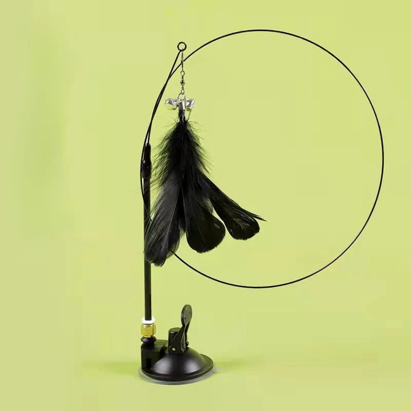Interactive Cat Toy Handfree Cat Stick Playing Kitten Playing Teaser Wand Toy Suction Cup Bird/Feather Cat Wand Pet Supplies