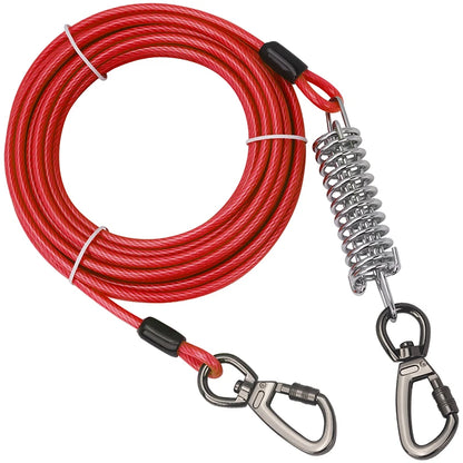 Tie Out Cable Dog Leash with spring Durable Anti-Bite Two Head dog Leash, Outdoor Dogs Leash Belt For Small Medium Dog Walking