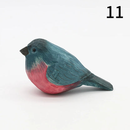 Wooden Bird Figurine Ornaments Handmade Carving Animals Miniature Crafts Art Decor Home Desktop Decoration Children Gifts