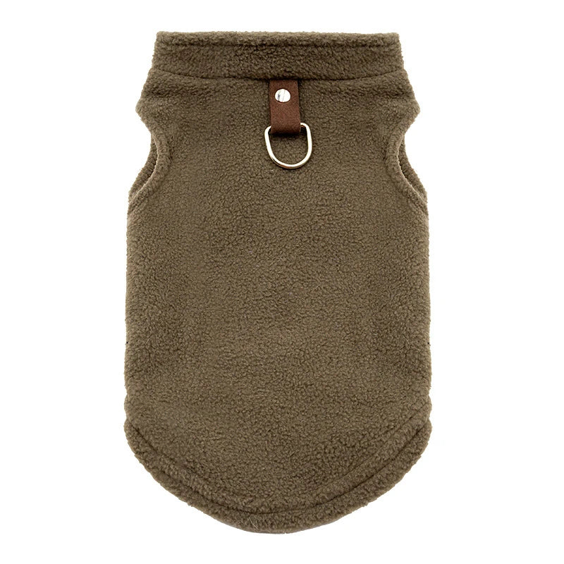 Autumn Fleece Pet Dog Clothes Solid Color Harness Outfits Walking Warm Vest for Small Medium Puppy Plaid Chihuahua Cat Jackets
