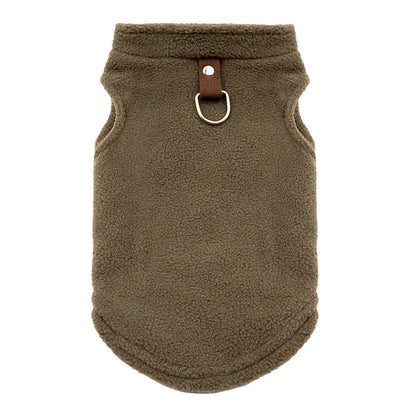 Autumn Fleece Pet Dog Clothes Solid Color Harness Outfits Walking Warm Vest for Small Medium Puppy Plaid Chihuahua Cat Jackets