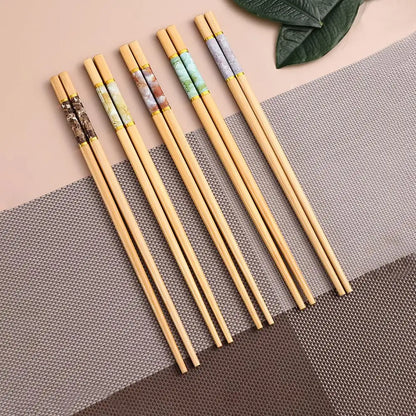 Green And Healthy Natural Bamboo Chopsticks 5 Pairs New Home Use Mildew-proof And High Temperature Resistant Environmentally