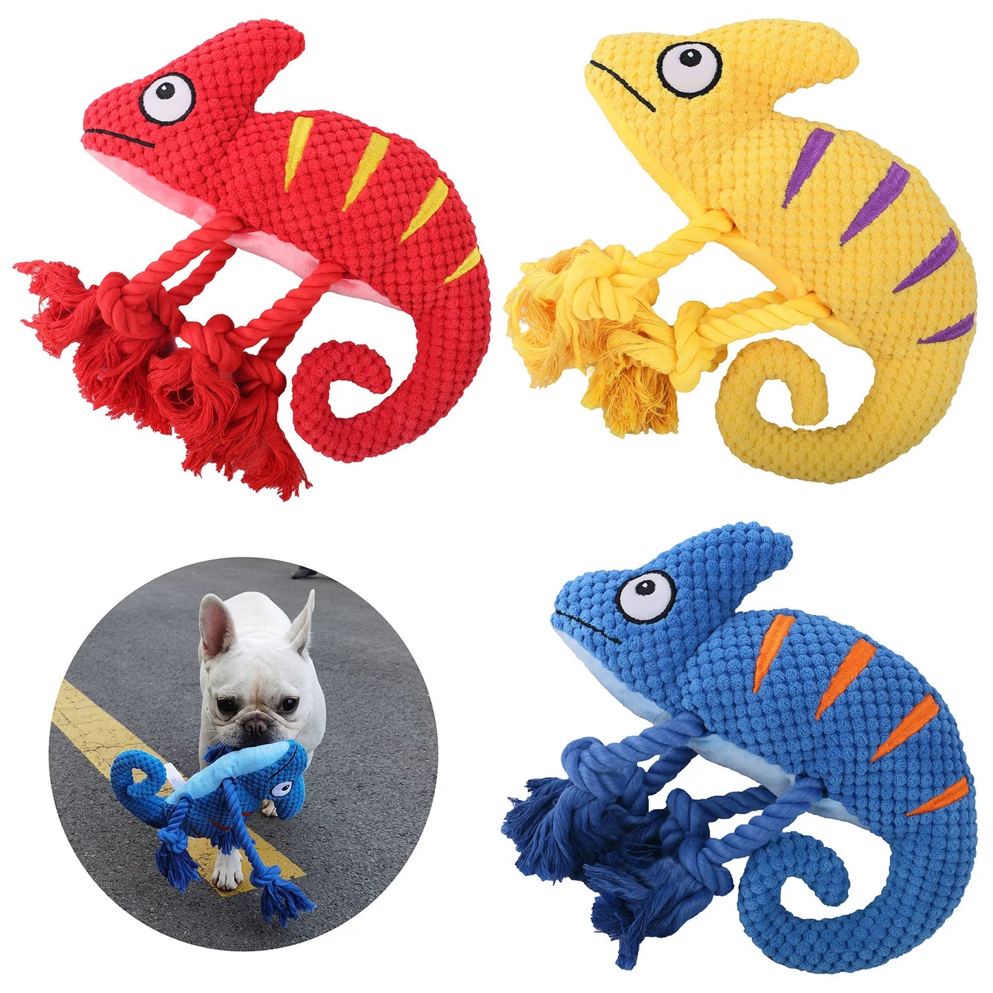 Dog Plush Toy Spot Plush Stuffed Molars Bite-resistant Squeaking Sound Chameleon Pet Dog Toys Fleece Squeak Toys