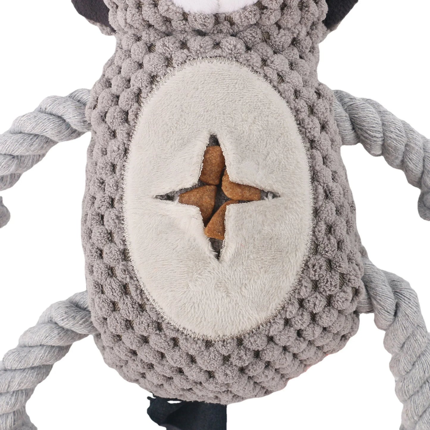 Dog Plush Toy Spot Plush Stuffed Raccoon Pet Toy With Food Leakage Function Interactive Sounding Dog Toy Fleece Squeak Toys