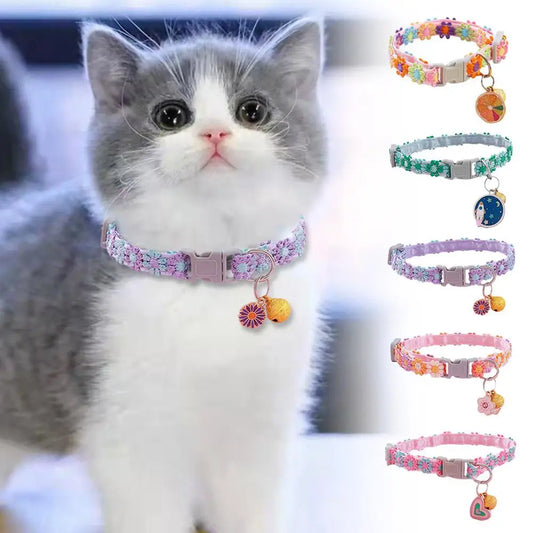 Pet Collar Adjustable Colorful Lace Flower Cat Collar Cute Product Kitten Cat Necklace Pet Dog Puppy Collar Bell Accessory O3N2