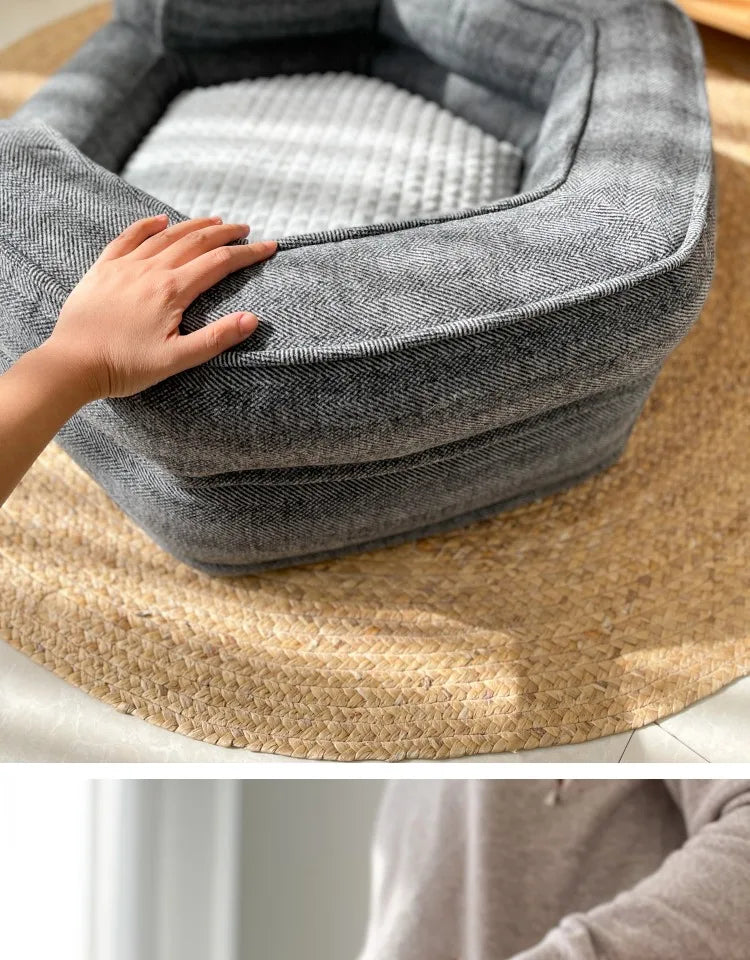 Deep sleep hexagonal dog sofa French fighting kennel dog bed fully removable and washable pet bed thick warm dog cushion