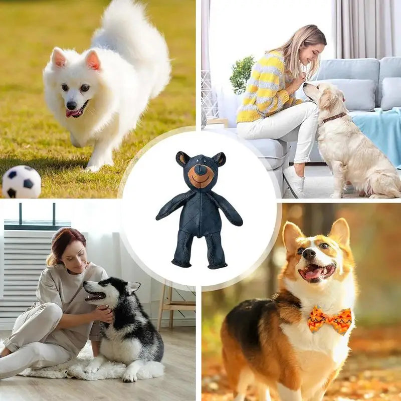 Dog vocal interactive plush toy Plush Squeaky Teething Toy Interactive Dog Toy Cleaning Teeth Anti Bite Abreact Plaything Bear