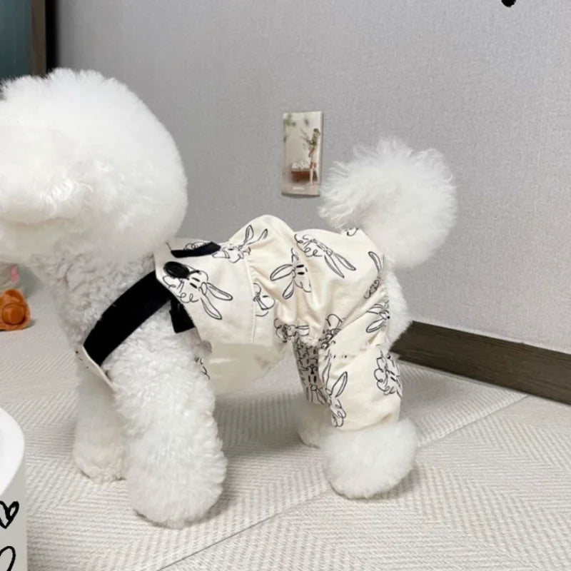 Summer Dog Dress Pet Dog Jumpsuit Animal Print Dog Skirt Puppy Vest Ins Style Suspenders Dog Clothes Chihuahua Girls Dog Outfit