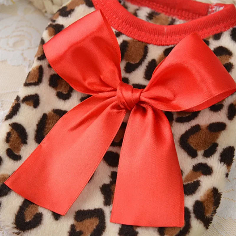 Winter Warm Puppy Pet Dog Cat Coat Fleece Dog Clothes with Bow Tie Jackets Pet Hoodies Chihuahua Pug Bulldog Clothing