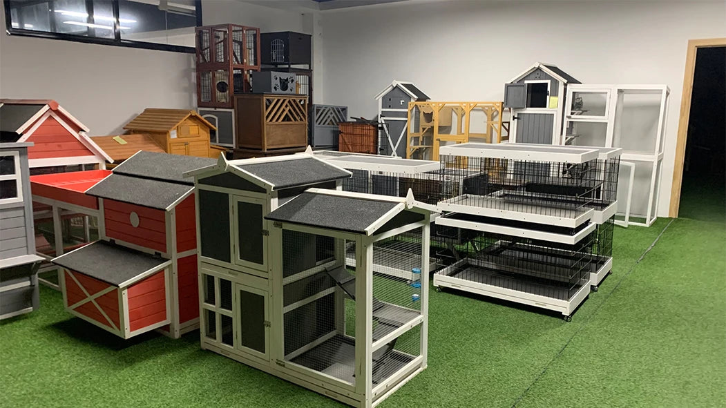 Easy Opening Wooden Animal Cage with Interior Stairs Small House for Hamsters Chinchillas Rabbits Cats Dogs