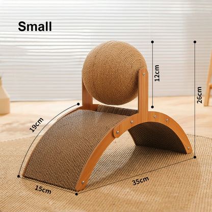 Wooden Cat Scratcher Sisal Cat Scratching Ball 2 In 1 Wear-Resistant Grinding Paw Toy Scratch Board Solid Wood Scraper for Cats