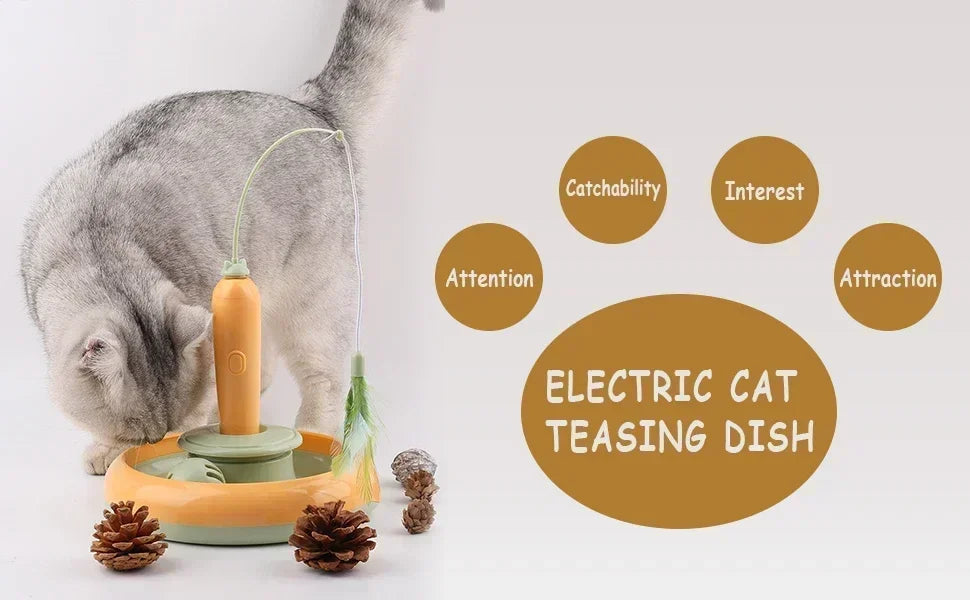 Interactive Cat Toy for Indoor Cats, Ultra Fun Smart Interactive Kitten Toy, Automatic Pet Feather Exercise Toys 360° Rotating
