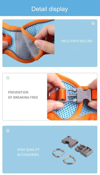 Pet Dog Cat Harness Escape Proof Safe Cat Vest Harness for Walking Outdoor Reflective Step-in Soft Mesh Pet Jacket