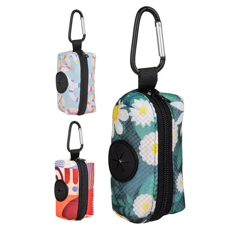 Dog Poop Bags Dog Waste Bag Holder with Graphic Print Poop Bag Dispenser Doggy Waste Bags Portable Doggie Bag Holder for Travel