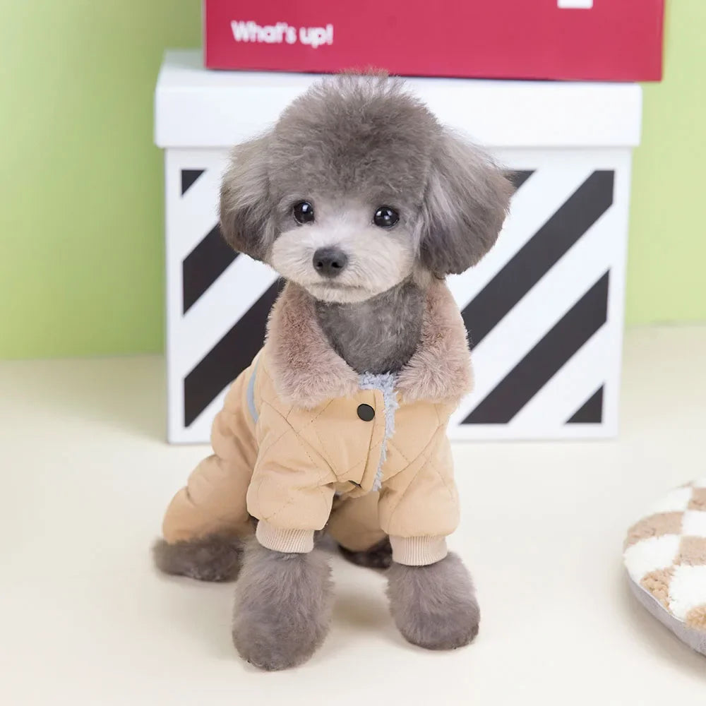 Windproof Dog Jumpsuit Coat Winter Dog Clothes Warm Fur Collar Puppy Cotton Jacket for Small Medium Dogs Pet Chihuahua Costume