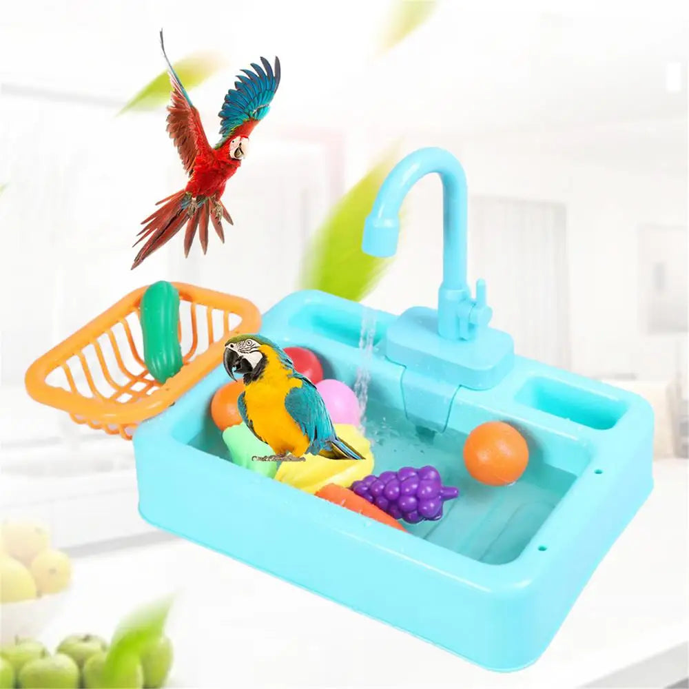 Bird Bathtub Shower Automatic Bathtub with Faucet Multifunctional Parakeet Shower Parrot Canary Feeder Birds Pet Supplies