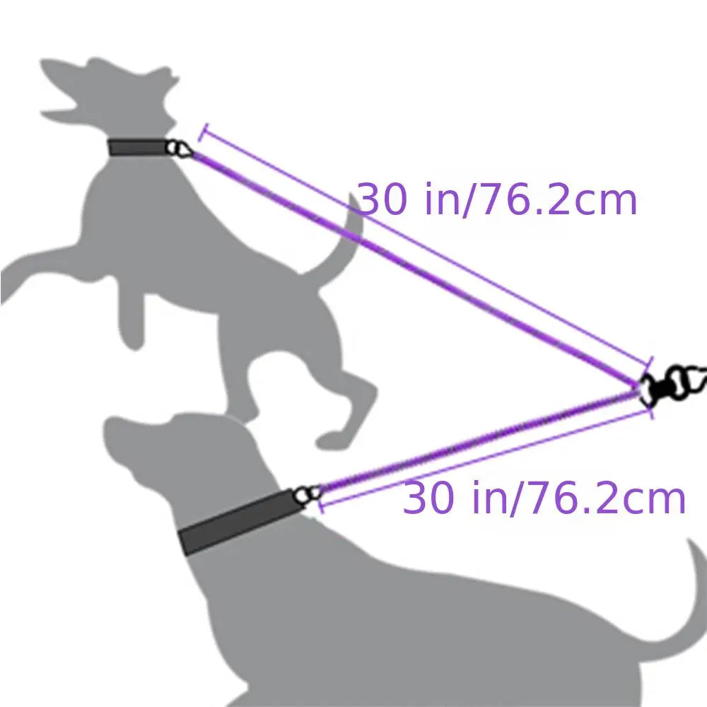 Dog Collars Reflective Dual Leash for 2 Dogs - No Tangle Walking Collar Supplies Nylon Pet Accessories