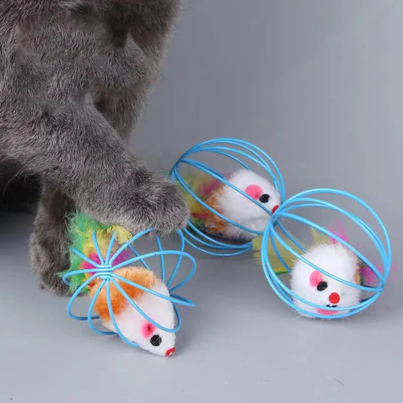 Cage rat happy cat toy plush simulation color mouse fun cat ball fun cat fun fun pet supplies