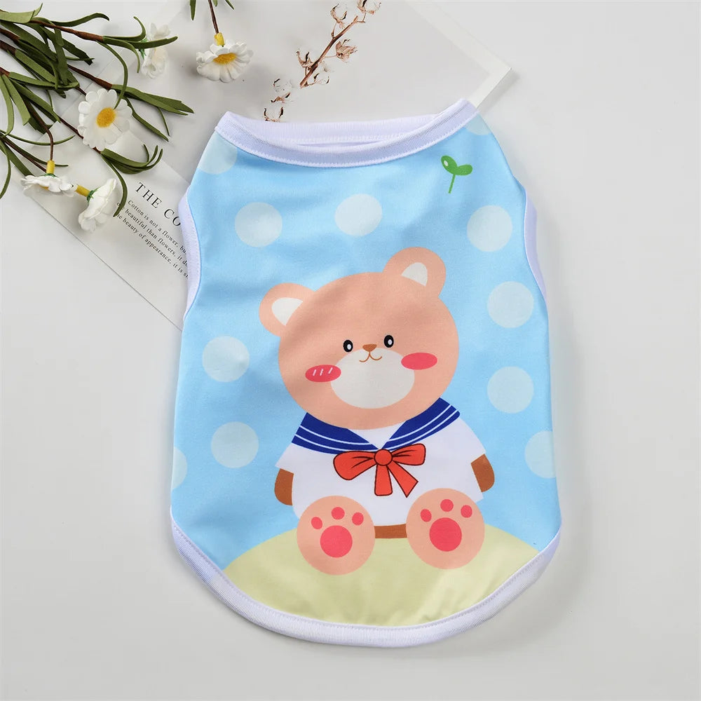 Cute Print Puppy Dog Vest Shirt Spring Summer Pet Clothes for Small Dogs Pomeranian Poodle Cat Shirts mascotas Clothing Apparel