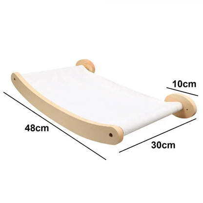 Cat Tree Wall Mounted Climbing Shelves Wooden Hammock with Ladder and Cat Bridge for Cat Perch Sleeping Pet Indoor Playground