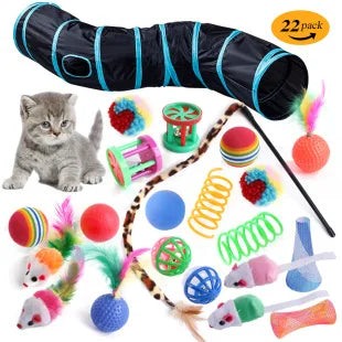 Cross-border new pet cat toy set colorfulfulful feather fishing rod caterpillar bell replaceable head funny cat stick