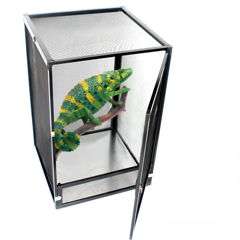 Reptile Detachable Habitat Tank Terrarium Transparent Aluminium Air Screen Cage Front Opening Door Full View Lizard Chameleon