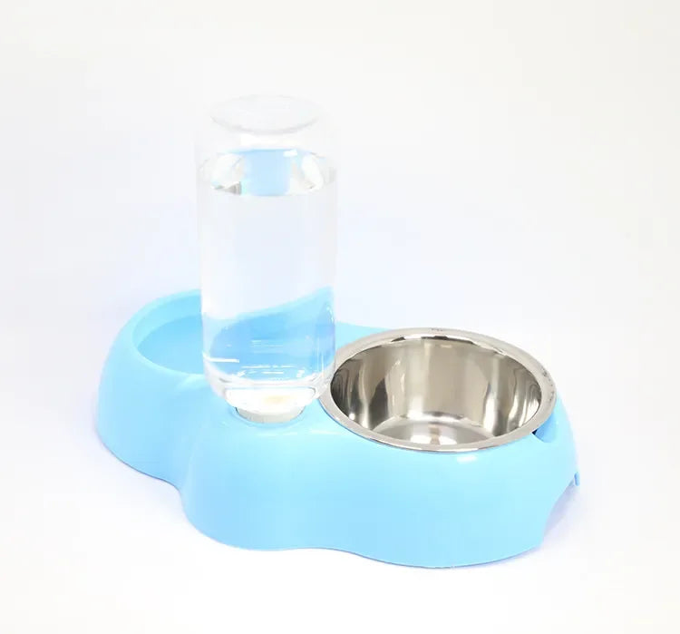 Dual Port Dog Automatic Water Dispenser Feeder Utensils Bowl Cat Drinking Fountain Food Dish Pet Bowl Raised Stand Dish Bowls