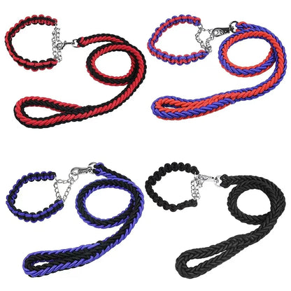 130cm Super Strong Coarse Nylon Dog leash Army Green Canvas Double Row Adjustable Dogs Collars For Medium Large Dogs Leashes Set