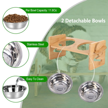 Bamboo Elevated Dog Bowl Stand