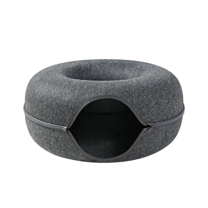 "Interactive Donut Cat Bed: A Dual-Use Toy and Cozy Bed for Your Playful Kitten!"