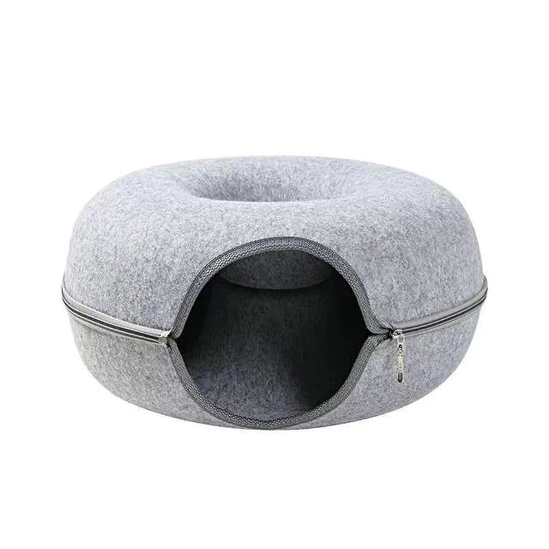 "Interactive Donut Cat Bed: A Dual-Use Toy and Cozy Bed for Your Playful Kitten!"